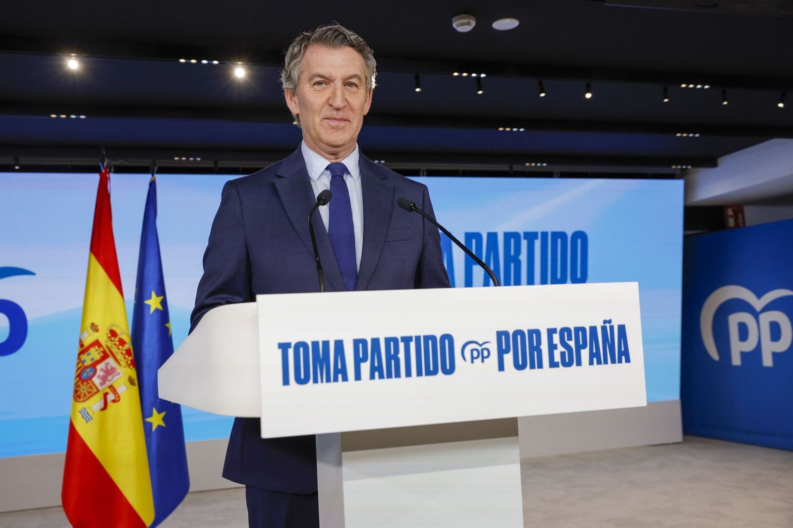 El presidente del PP, Alberto Núñez Feijóo, este lunes.