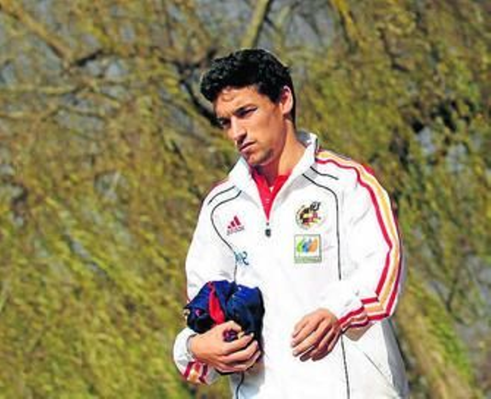 Jesús Navas, durante una concentración con España.