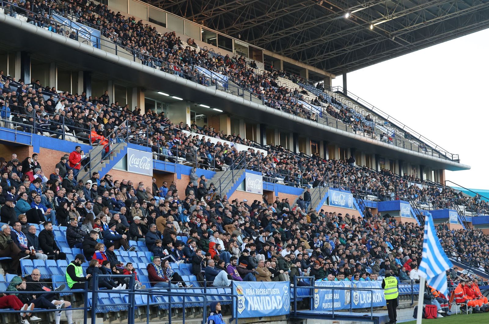 Aspecto de la tribuna del Nuevo Colombino en el último partido.