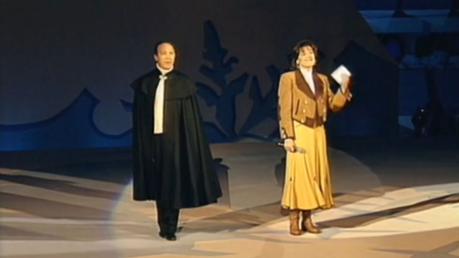 Los medallistas Paco y Blanca Fernandez Ochoa como maestros de ceremonia en la inauguración de Sierra Nevada '96