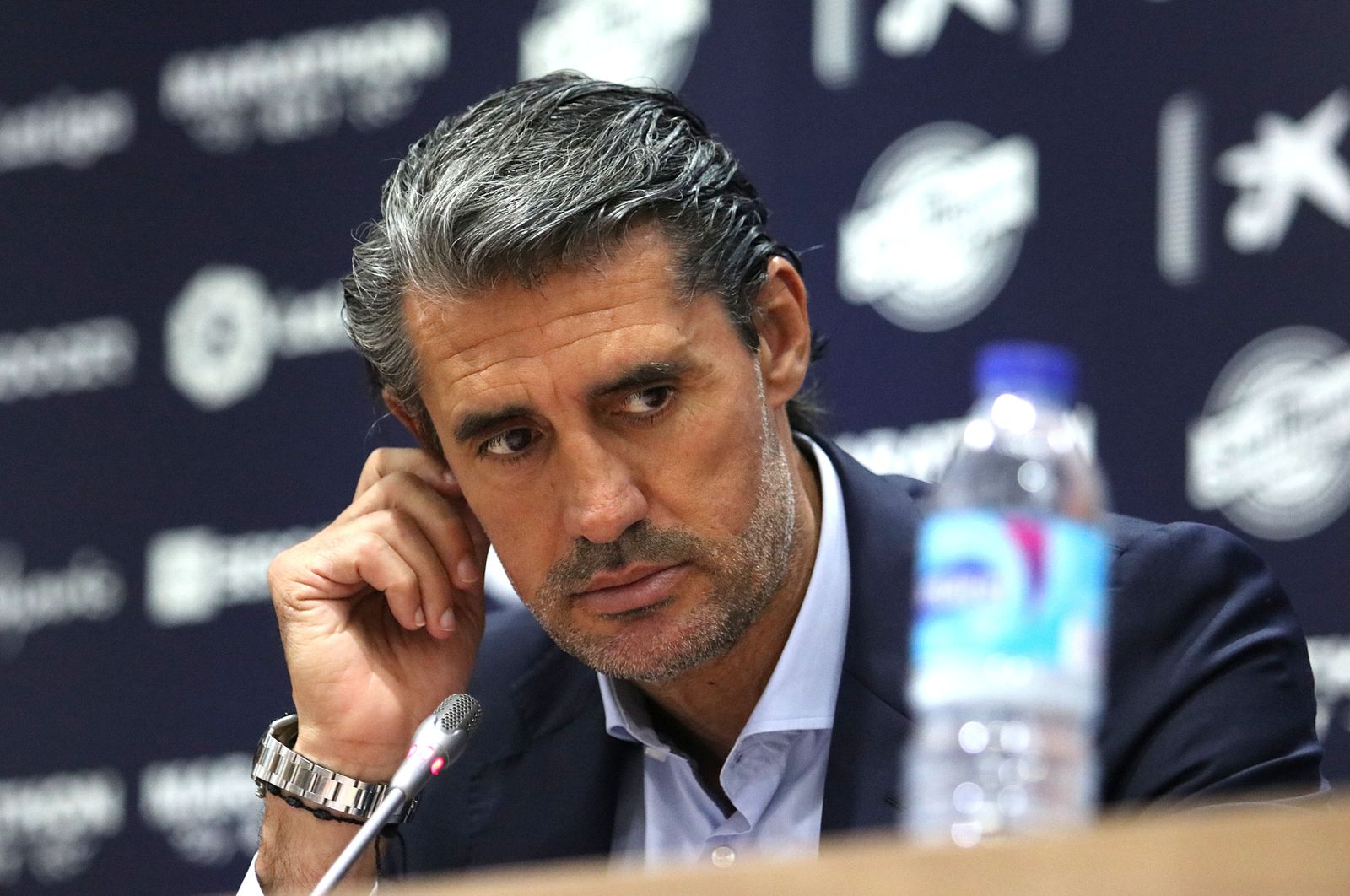 José Luis Pérez Caminero, en la sala de prensa de La Rosaleda.