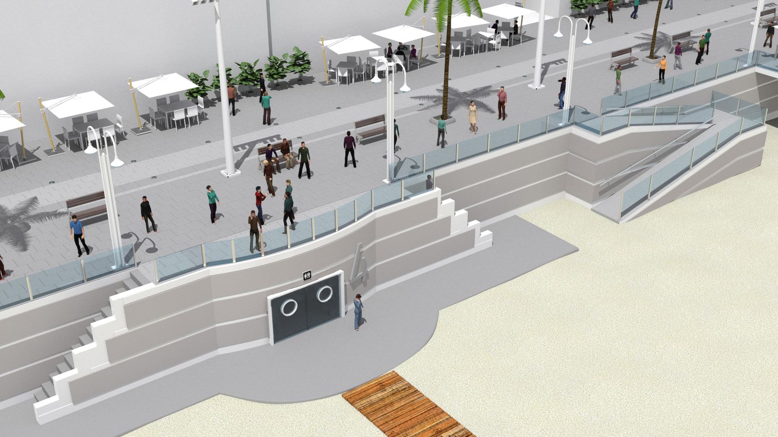 Diseño de los nuevos módulos y accesos a la playa.