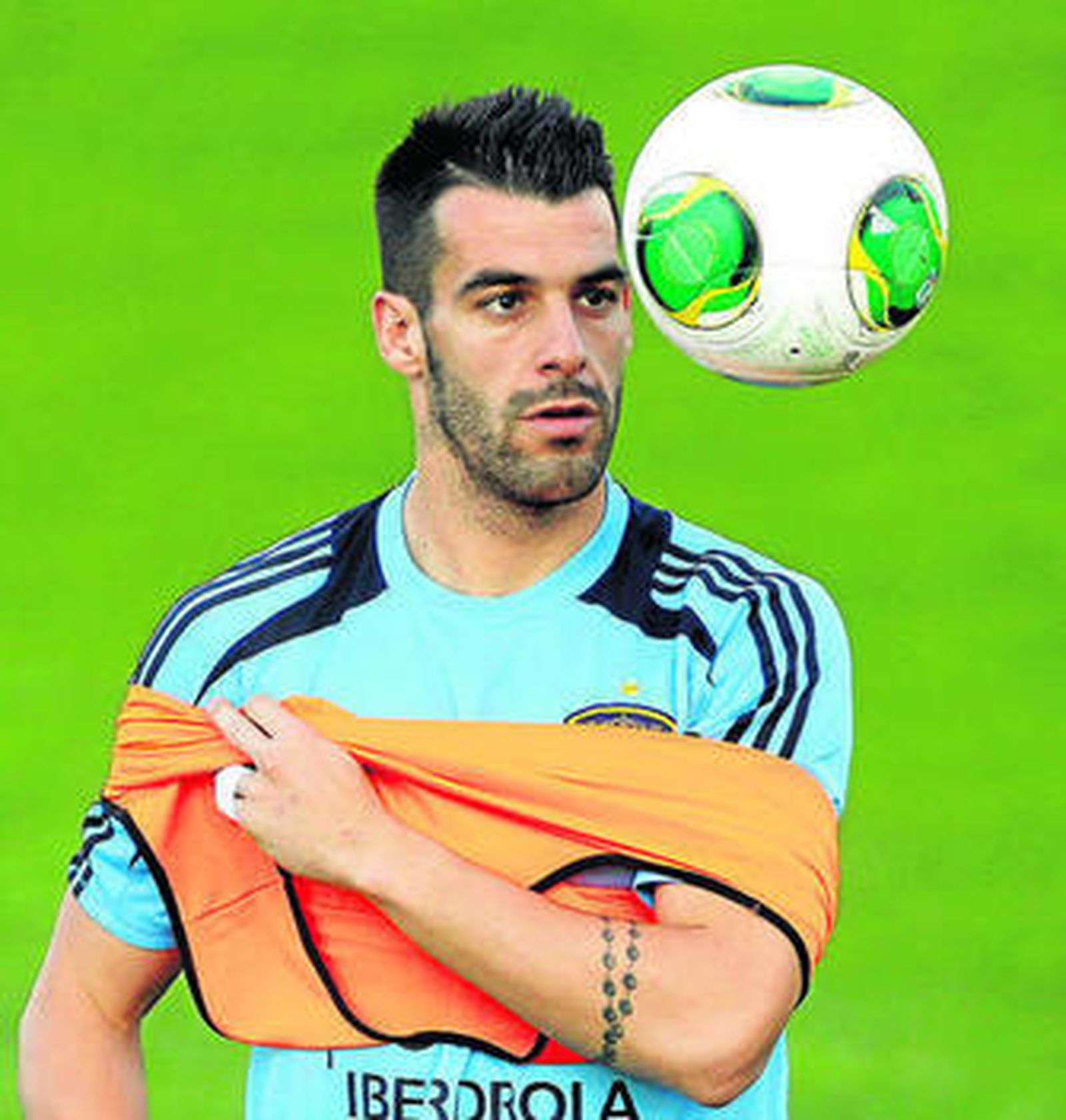 Álvaro Negredo, en el entrenamiento de ayer.