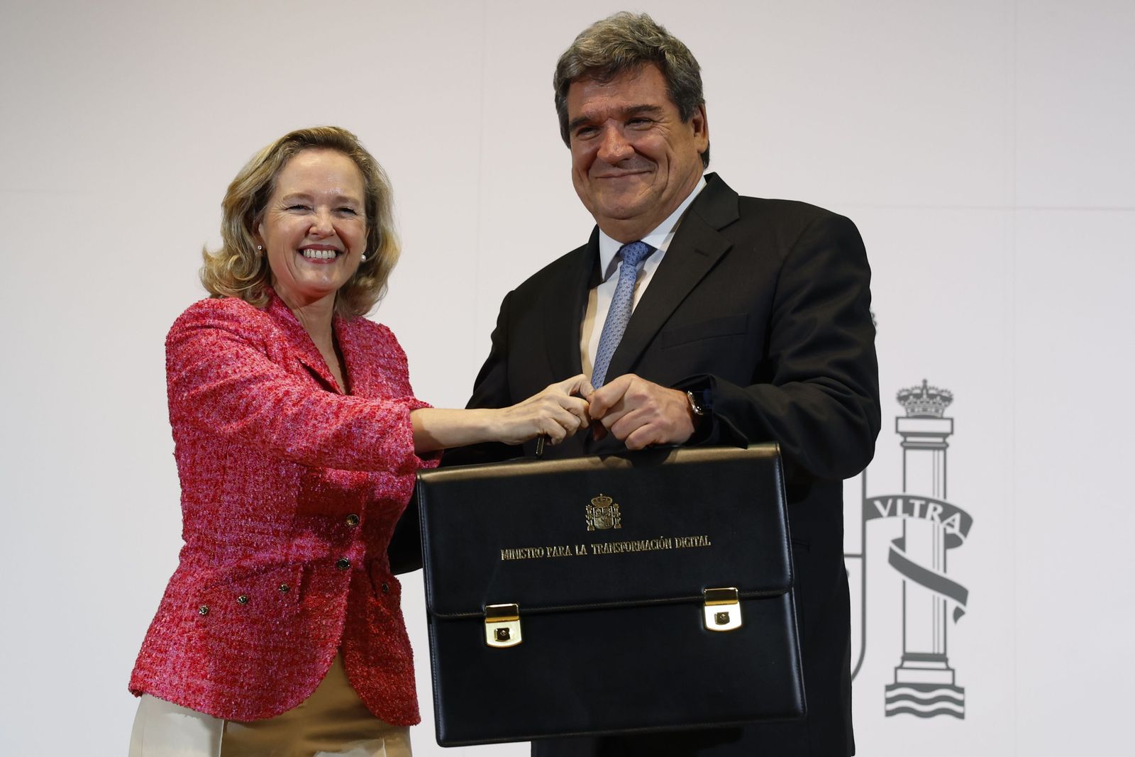 Nadia Calviño, durante el traspaso de competencias de Transformación Digital a José Luis Escrivá