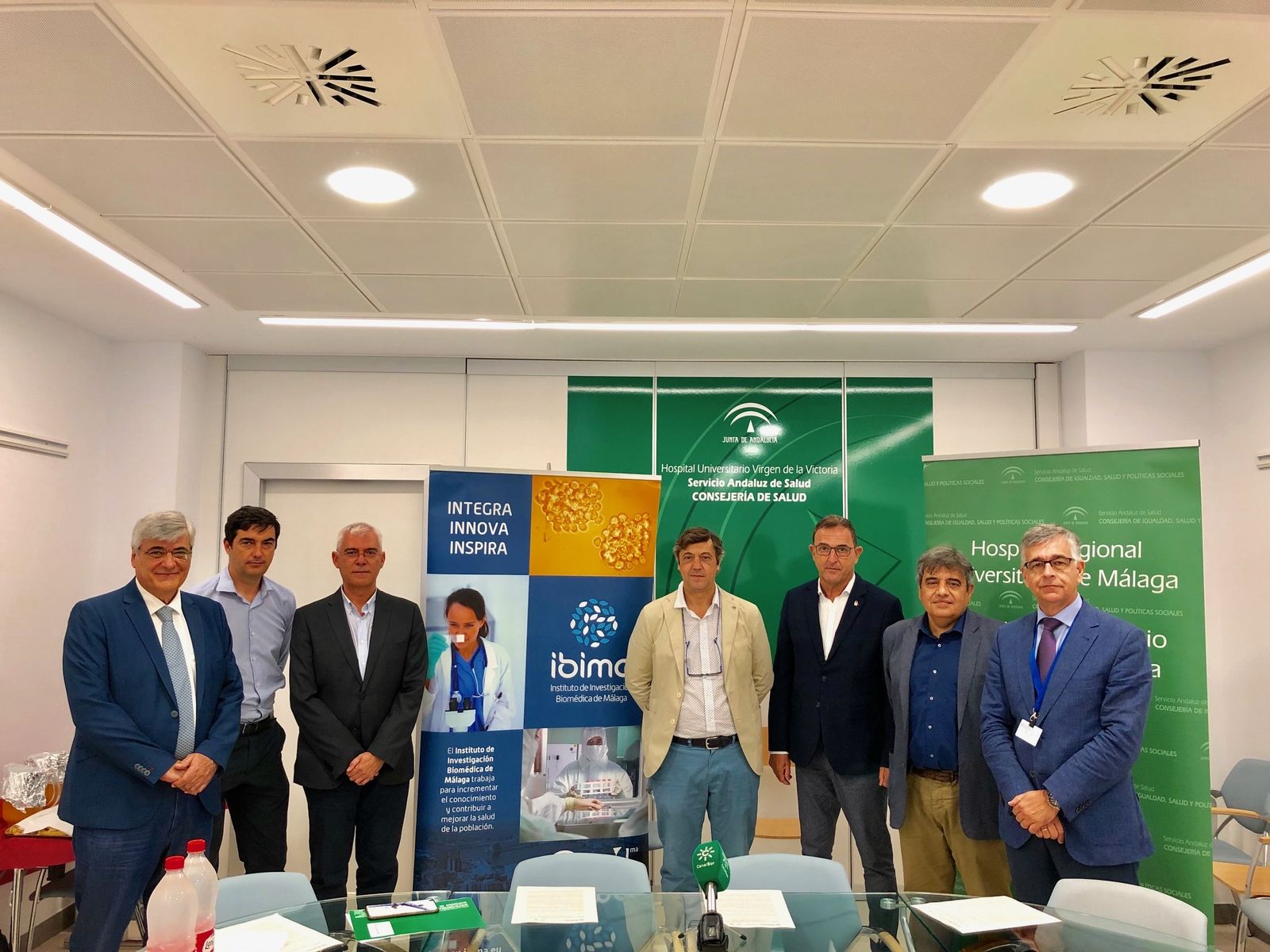 El delegado, representantes de la UMA y de los hospitales en la presentación de la memoria del Ibima.