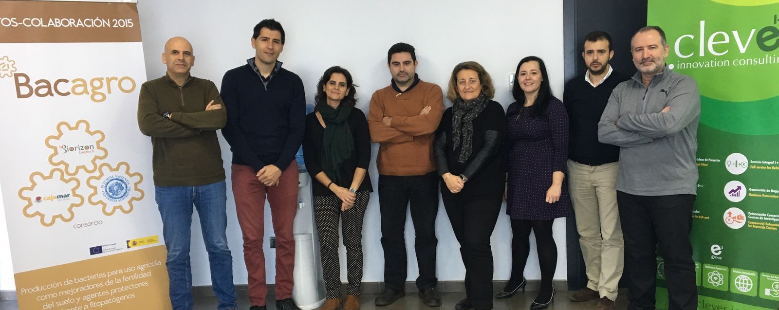Francisco Javier Alarcón (UAL), Francisco J. Ibáñez (Biorizon Biotech), Francisca Suarez (UAL), Alicia Mª González (Fundación Cajamar), Elisa Rojas (Biorizon Biotech), Joaquín Pozo (Clever I+C) y Francisco Gabriel Acién (UAL)