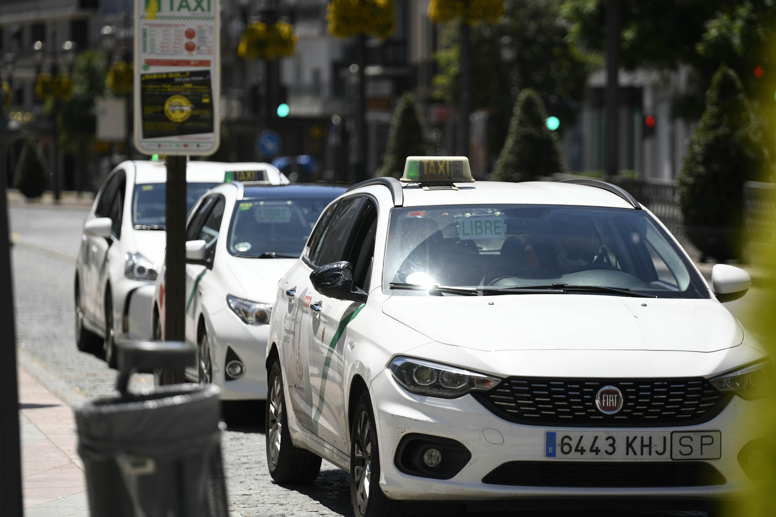 Varios taxis de Granada en una de las paradas de la capital.