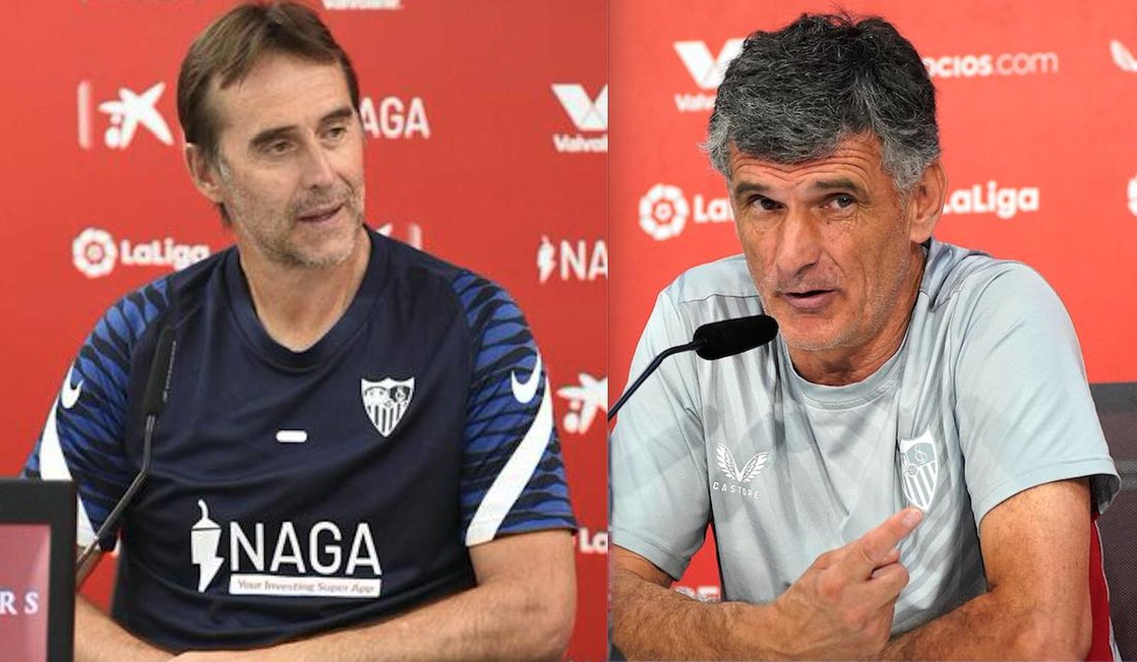 Lopetegui y Mendilibar, en rueda de prensa.