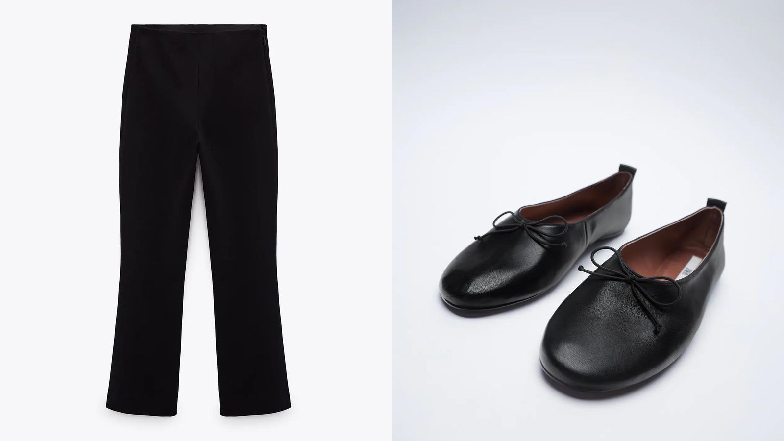 Leggins tobilleros de campana de Zara con manoletinas negras, también de Zara.