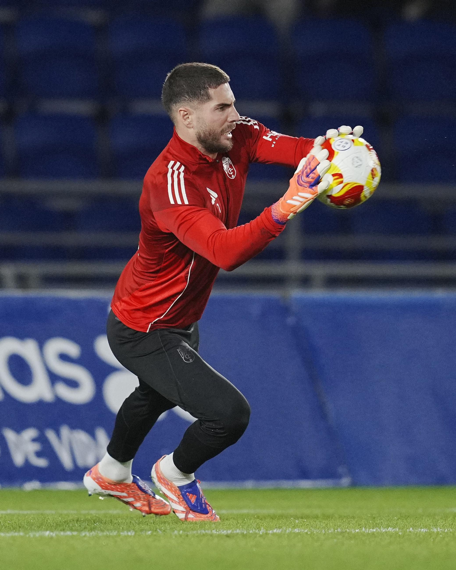 Luca Zidane, durante el calentamiento.