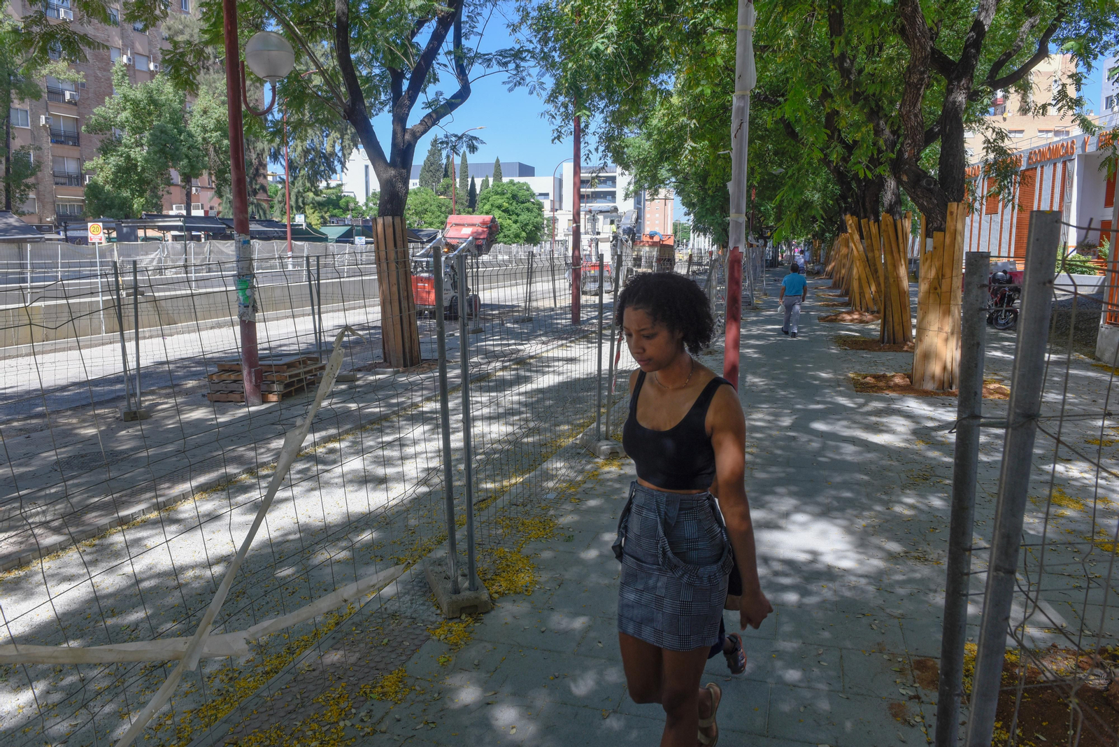 Imágenes de la situación de las obras del tranvía, en Nervión