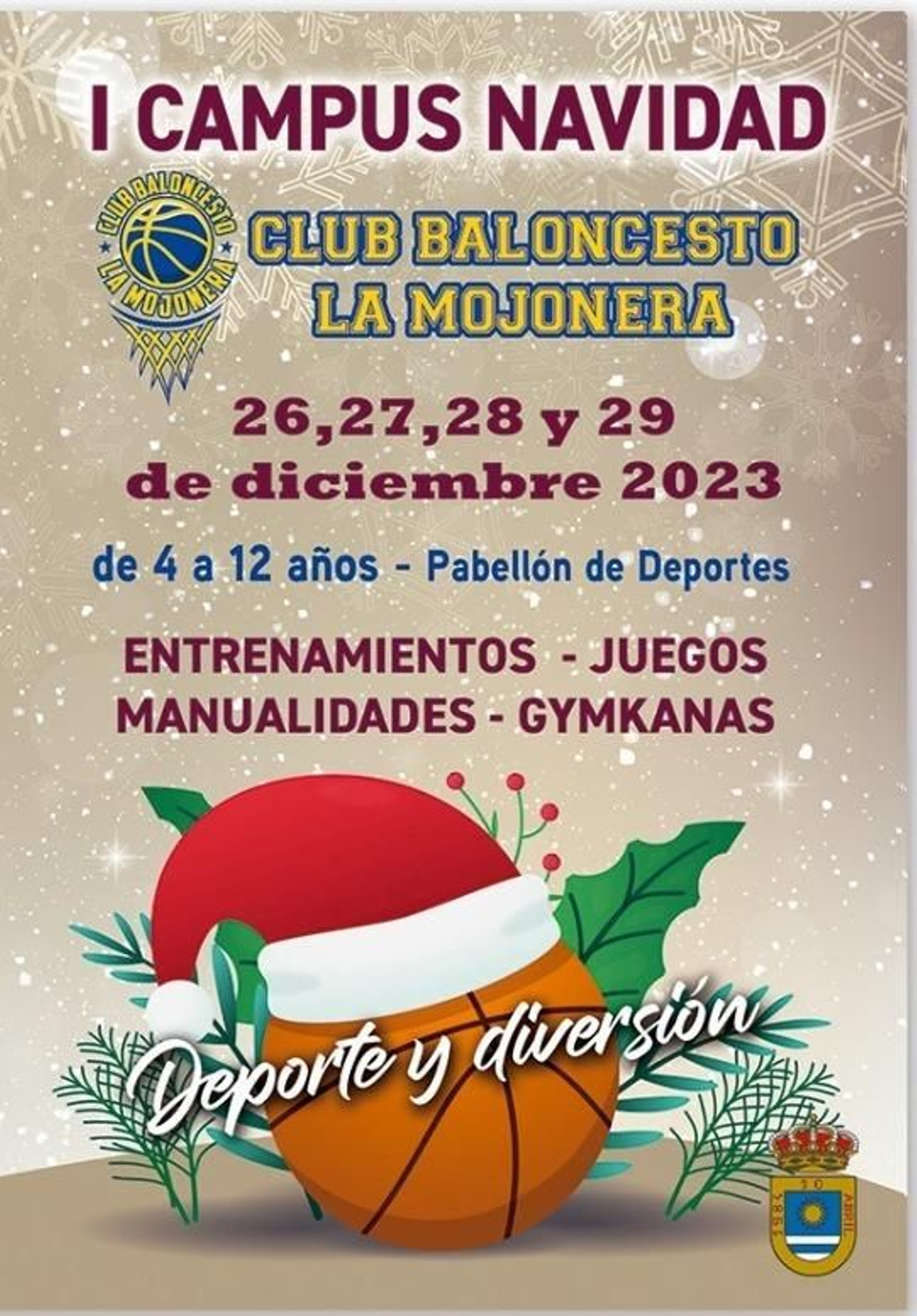 Cartel de este Campus de Navidad del club de baloncesto La Mojonera.