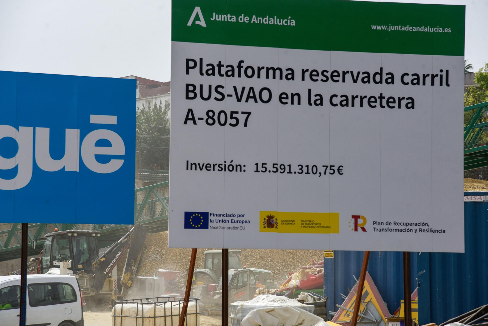 Así están las obras del carril Bus VAO del Aljarafe central