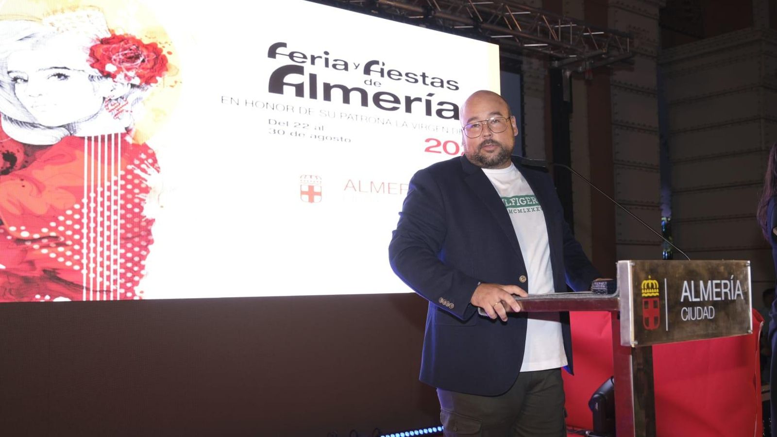 El pregonero, Vicente Martínez, durante su discurso.