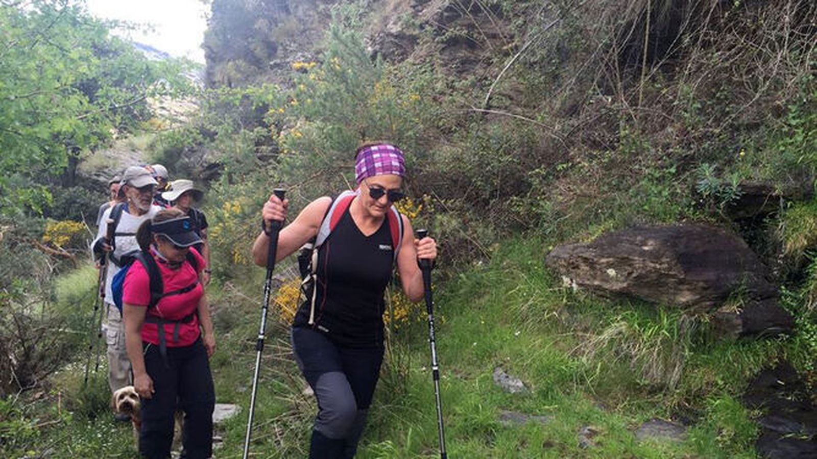 Un grupo de senderistas realizando una ruta por la montaña.