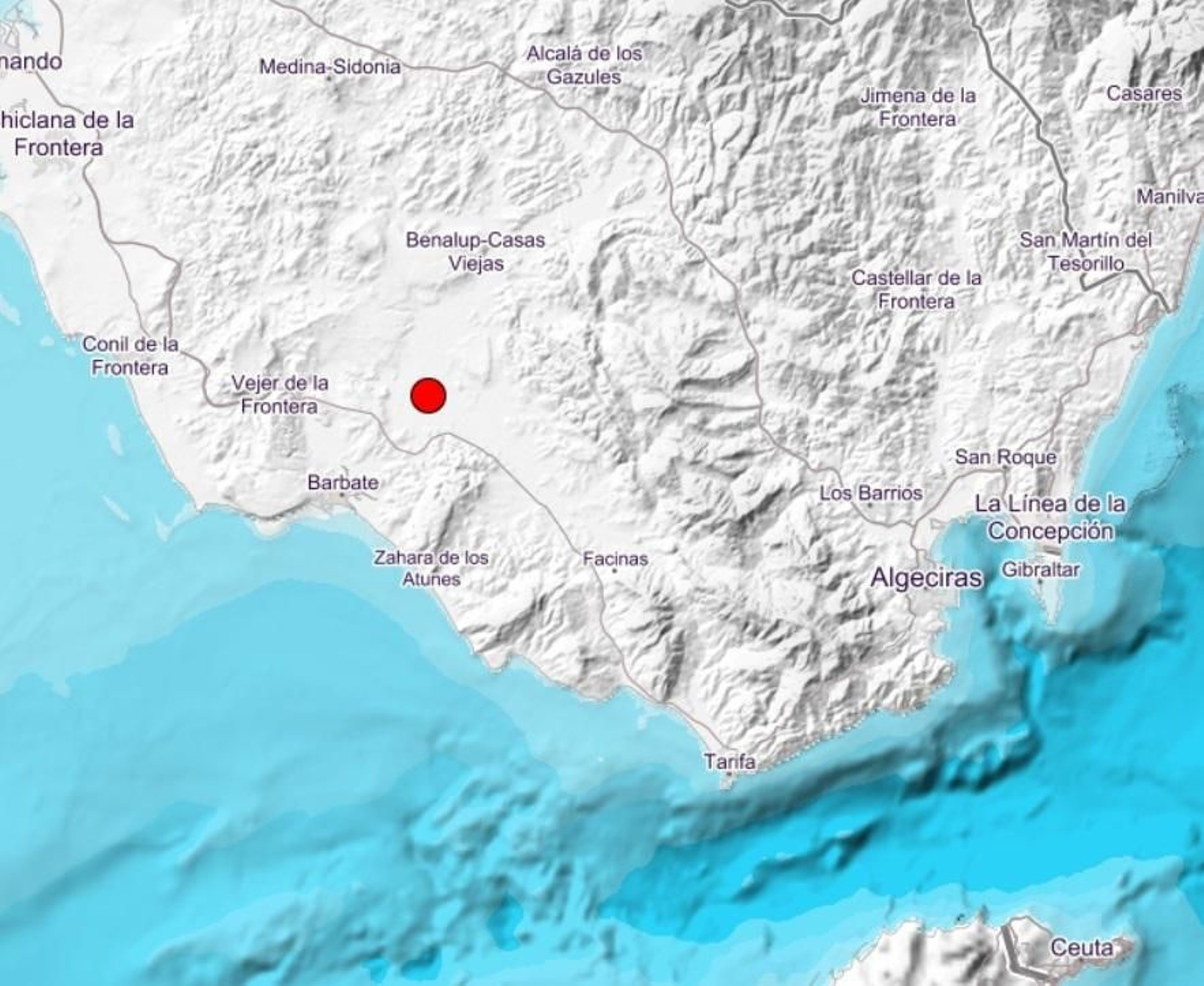 El terremoto se registró en las cercanías de la antigua Laguna de la Janda. El terremoto se registró en las cercanías de la antigua Laguna de la Janda.