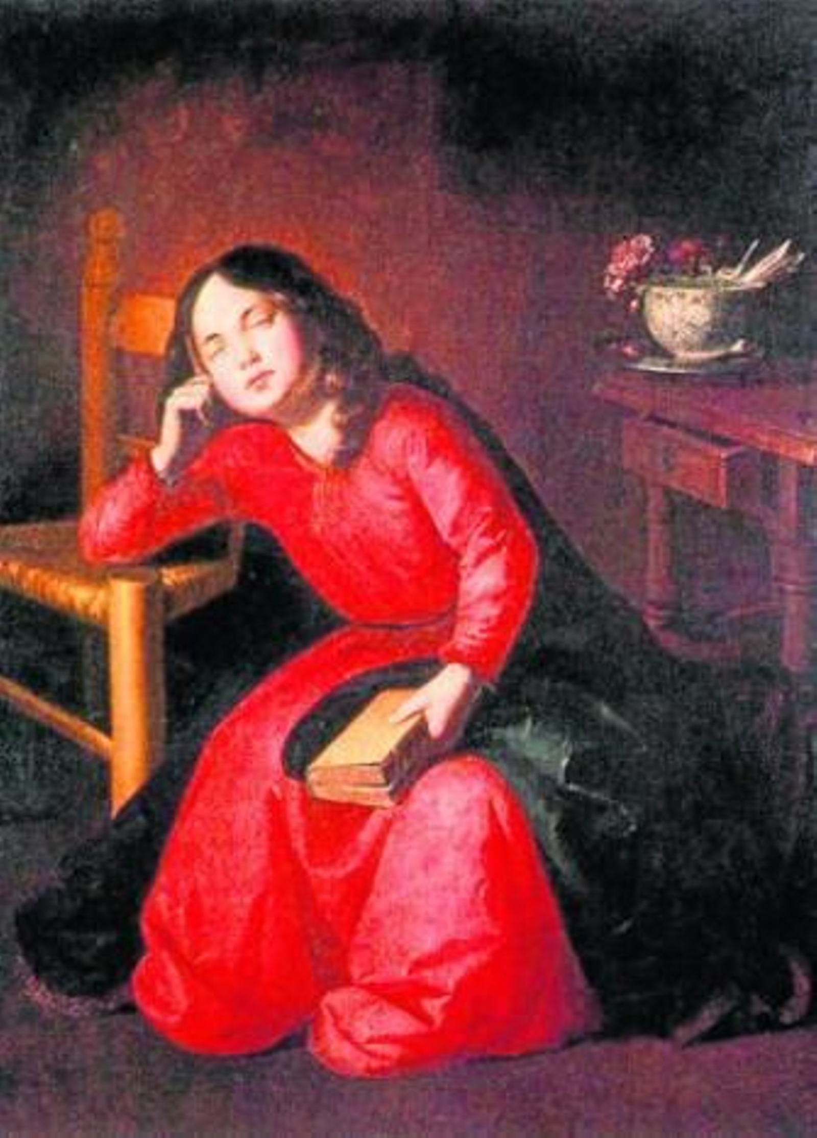 La Virgen Niña dormida o meditando.