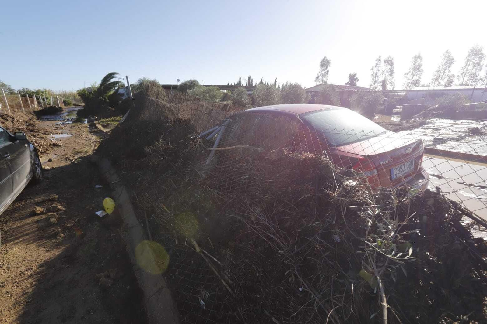 Las imágenes de las grandes inundaciones en Los Palmares entre San Juan y Trigueros