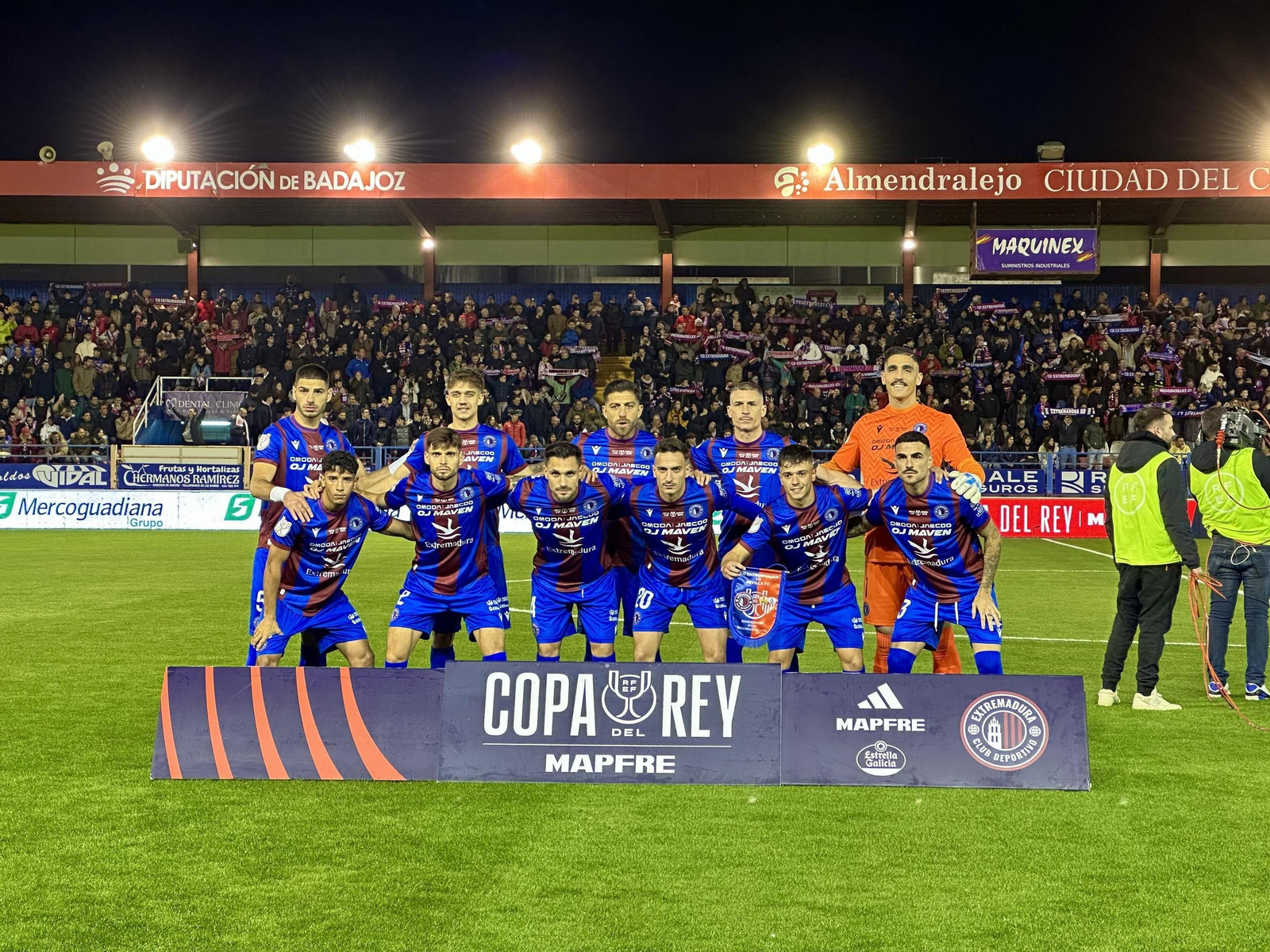 Once inicial del Extremadura ante el Sevilla en Copa del Rey.