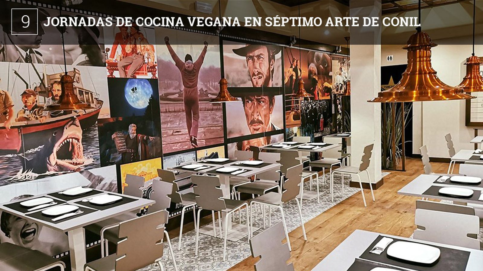 Séptimo Arte Gastrobar, un establecimiento situado en la calle San Sebastián de Conil,  ha organizado unas jornadas veganas del 14 al 23 de junio. Durante esos días, la oferta habitual del establecimiento de cinco platos veganos se incrementará con seis más: Tosta de babaganouche con seitan picante y mermelada de picotas, enchilada de lentejas y guacamole, gyozas de la huerta de Conil con salsa agripicante. lasaña vegana con setas Shiitake, falafel con salsa tahini y  hot dog vegano.