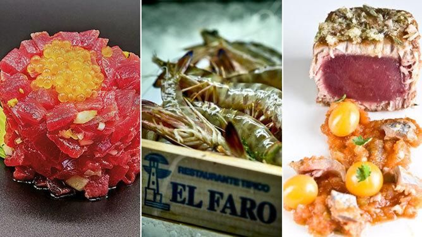 Platos de El Ventorrillo del Chato, El Faro de Cádiz y Aponiente.