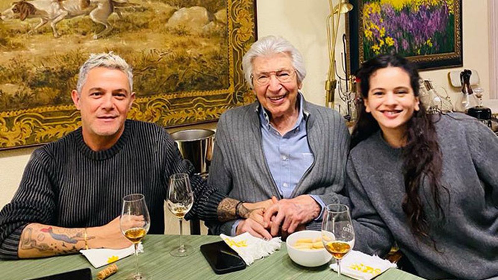 Alejandro Sanz, Manuel Alejandro y Rosalía.