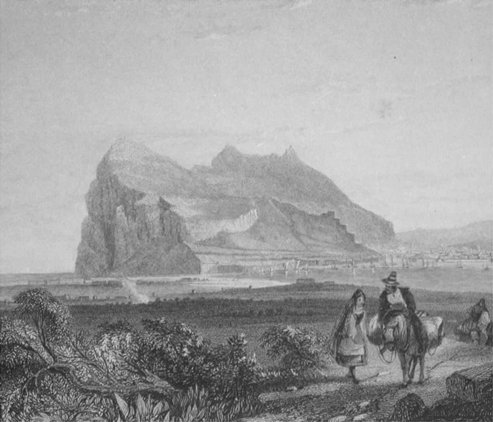 Grabado de época sobre Gibraltar.