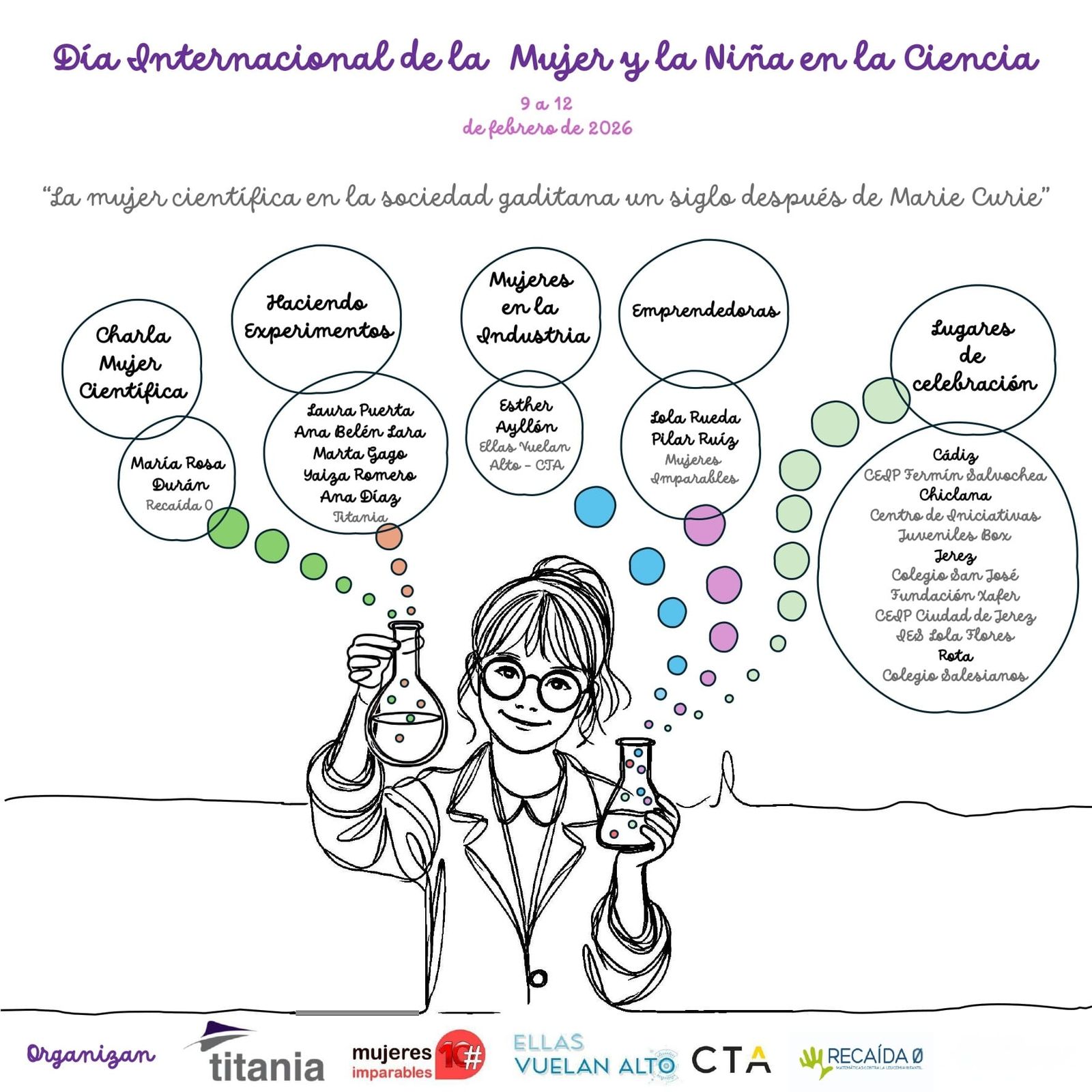 Detalle del cartel anunciador del Día Internaconal de la Mujer y la Niña en la Ciencia.