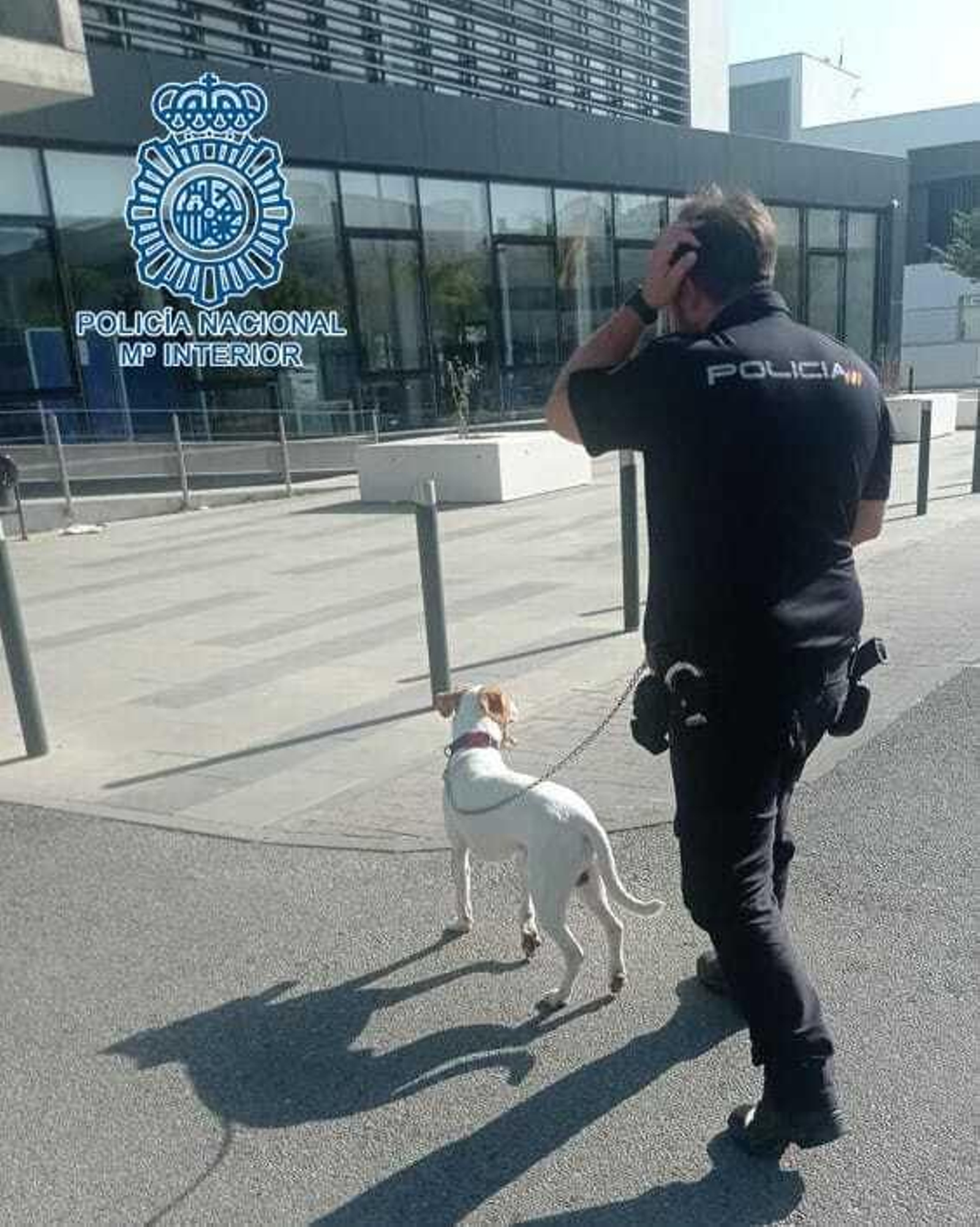 Zeta con un agente de la Policía Nacional de Jerez. Zeta con un agente de la Policía Nacional de Jerez.