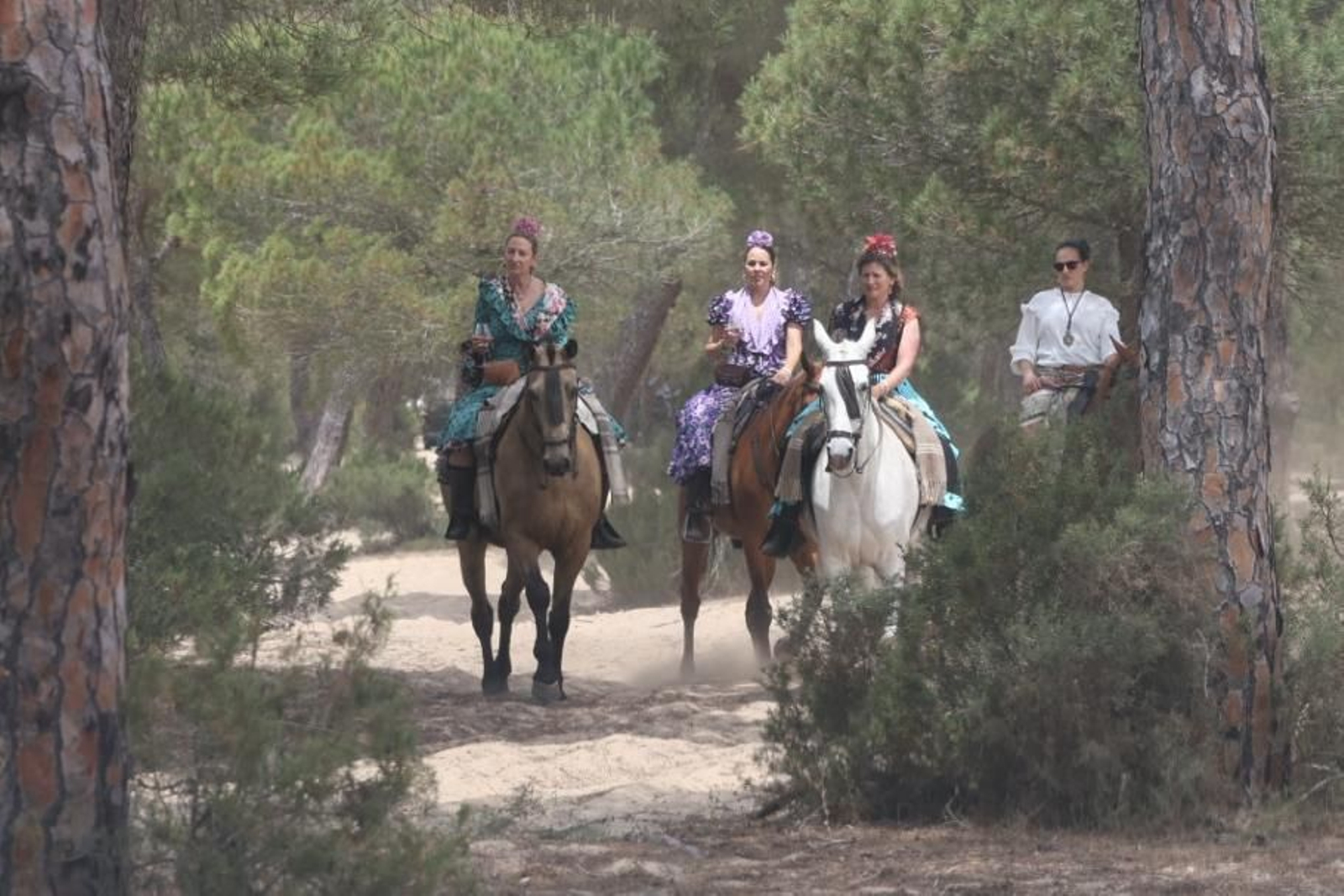 Imágenes de la Hermandad del Rocío de Jerez el jueves por el Coto