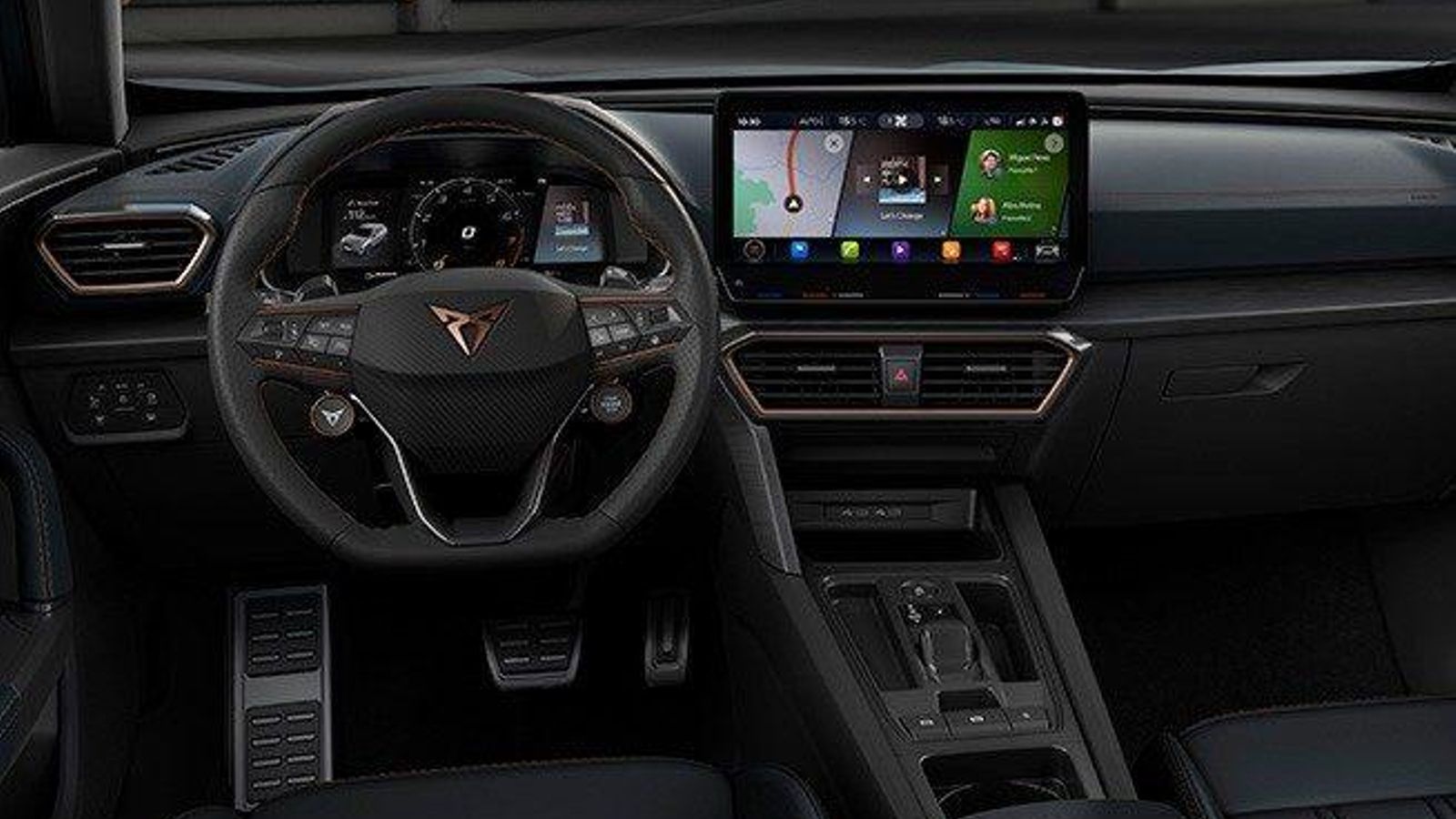 El equipamiento de serie del Cupra Formentor es particularmente abundante, incluyendo la pantalla central de 12" y la instrumentación digital.