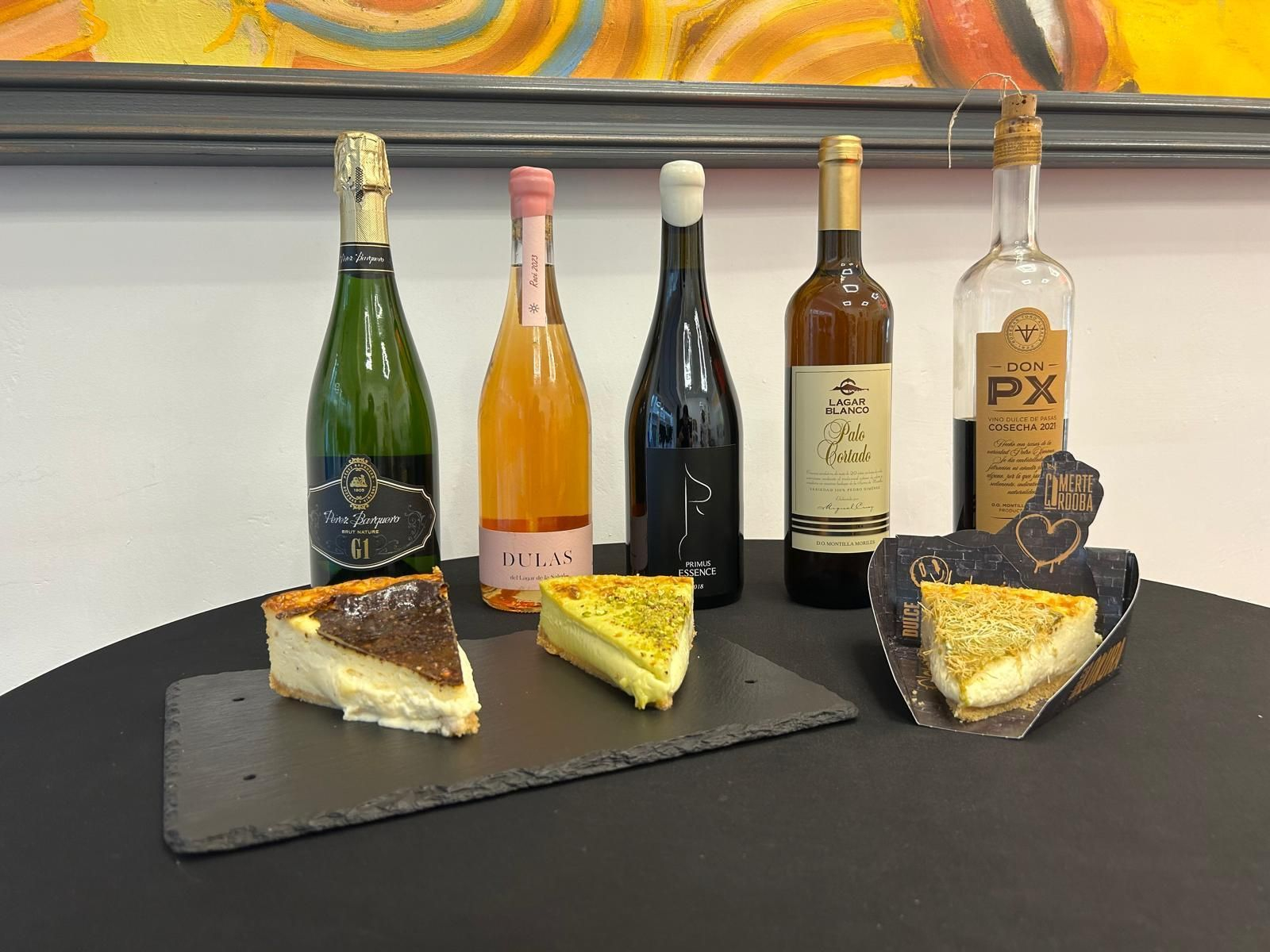 Tartas de queso de Dulce Lokura y vinos de Montilla-Moriles