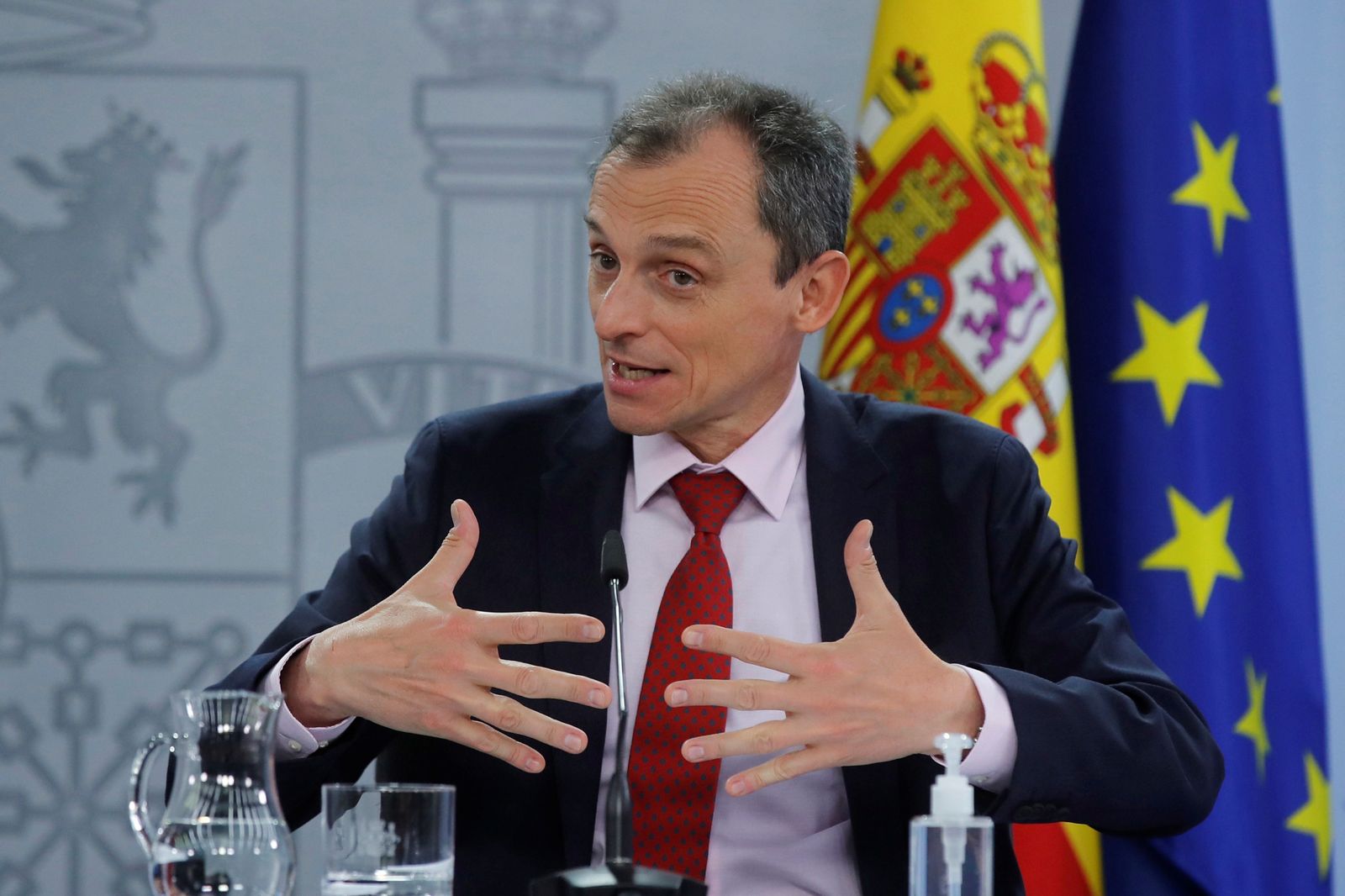 El ministro de Ciencia e Innovación en su comparecencia tras la celebración del último Consejo de Ministros.