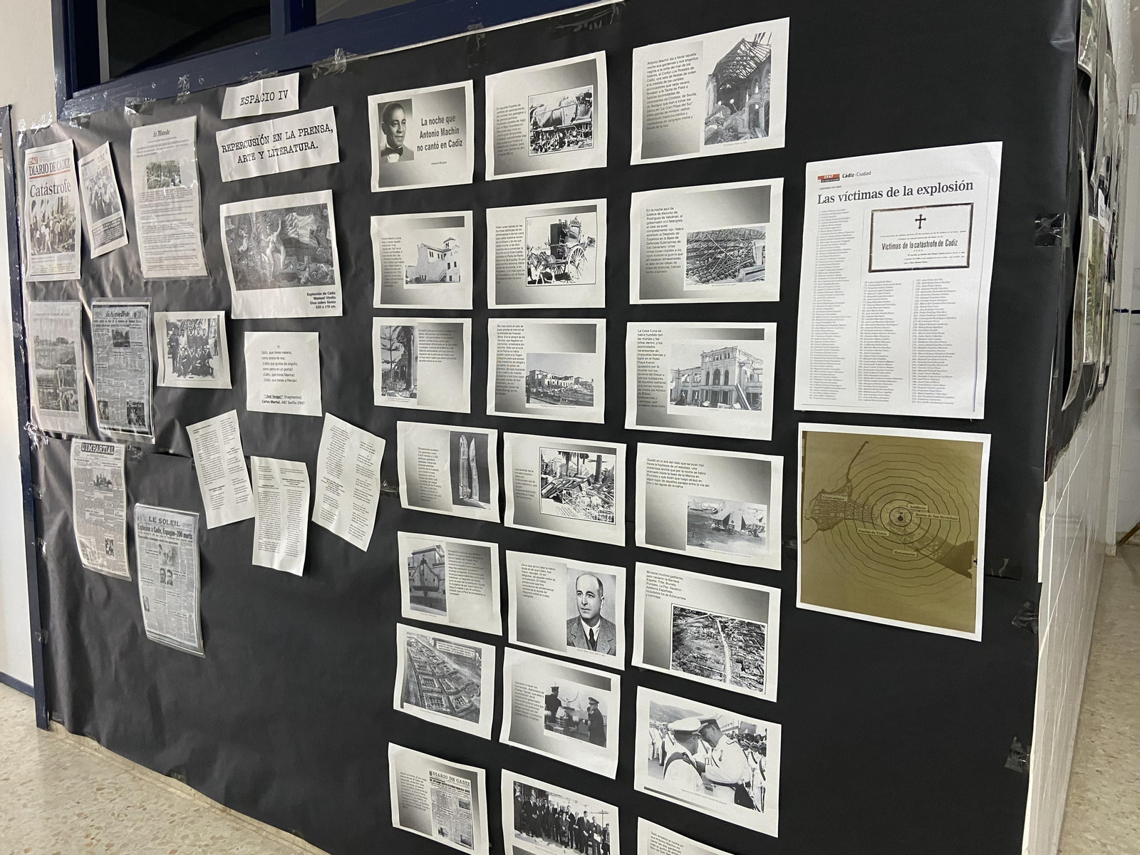 Exposición en el instituto San Severiano, en memoria de la explosición de Cádiz de 1947