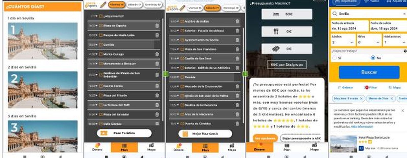 La planificación realizada por la aplicación