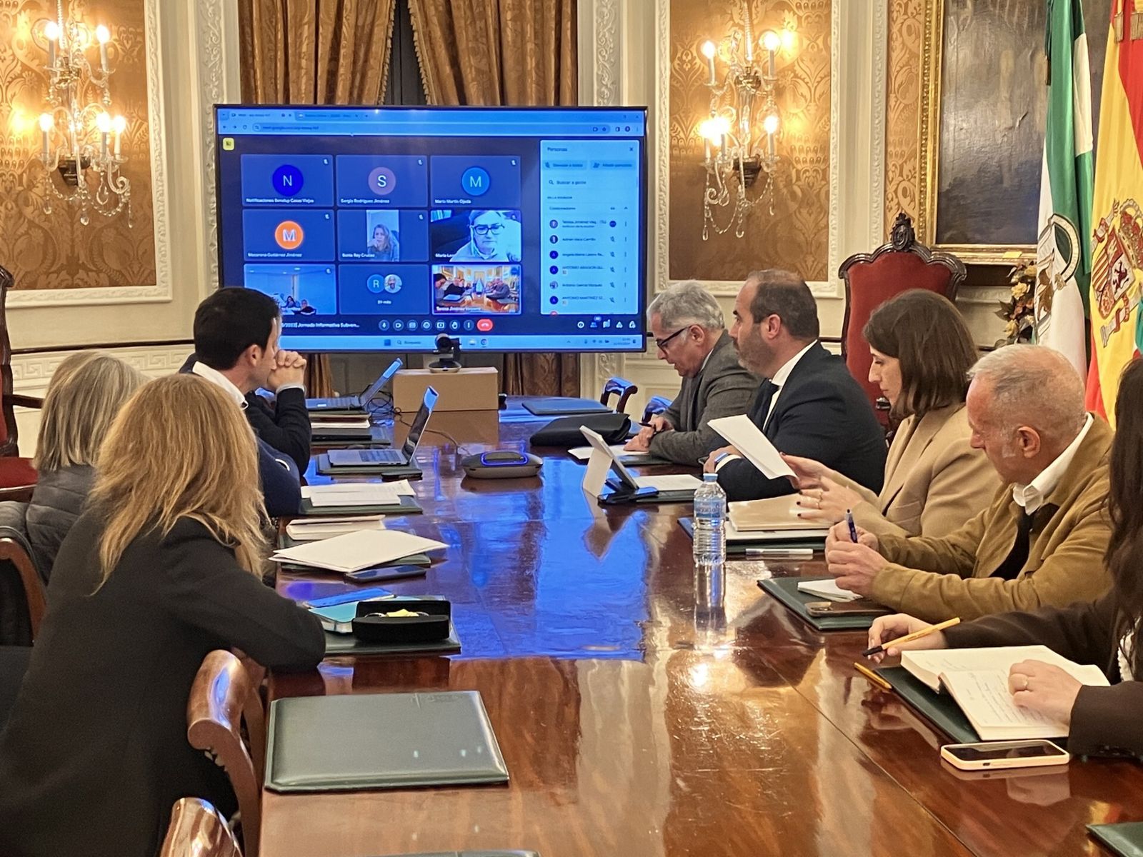 Representantes de Diputacion de Cádiz en reunión telemática con los ayuntamientos para la modernización de los padrones.