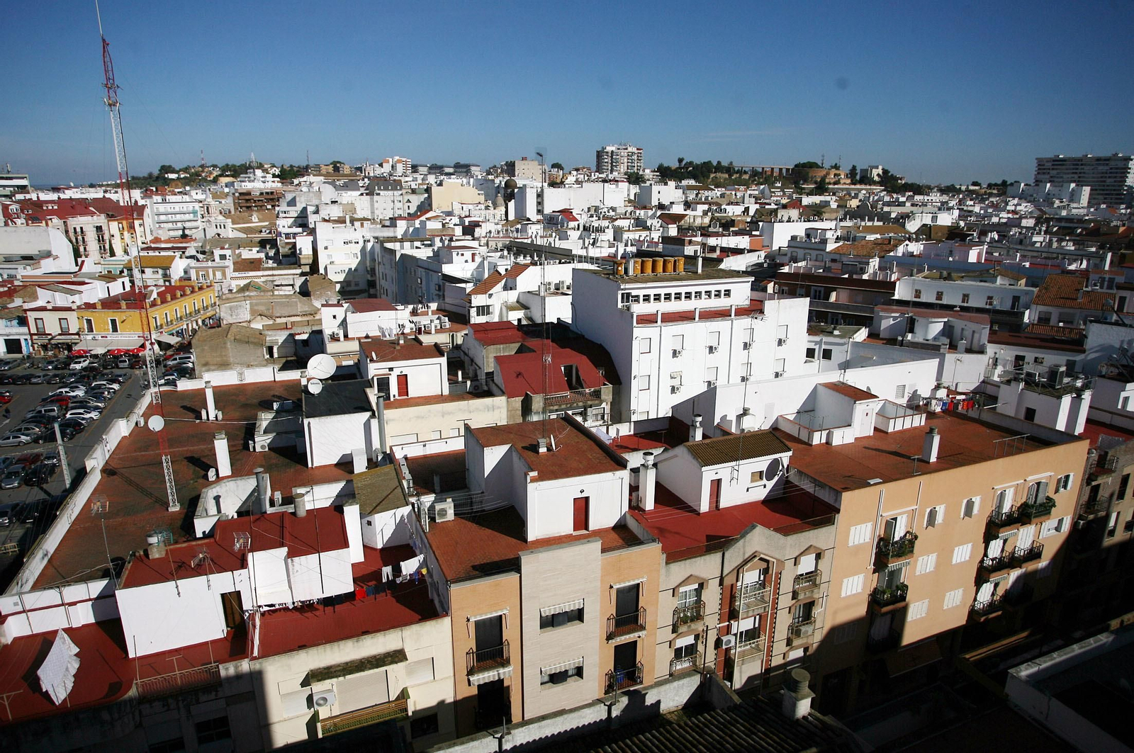 Vista aérea de viviendas del centro de Huelva.