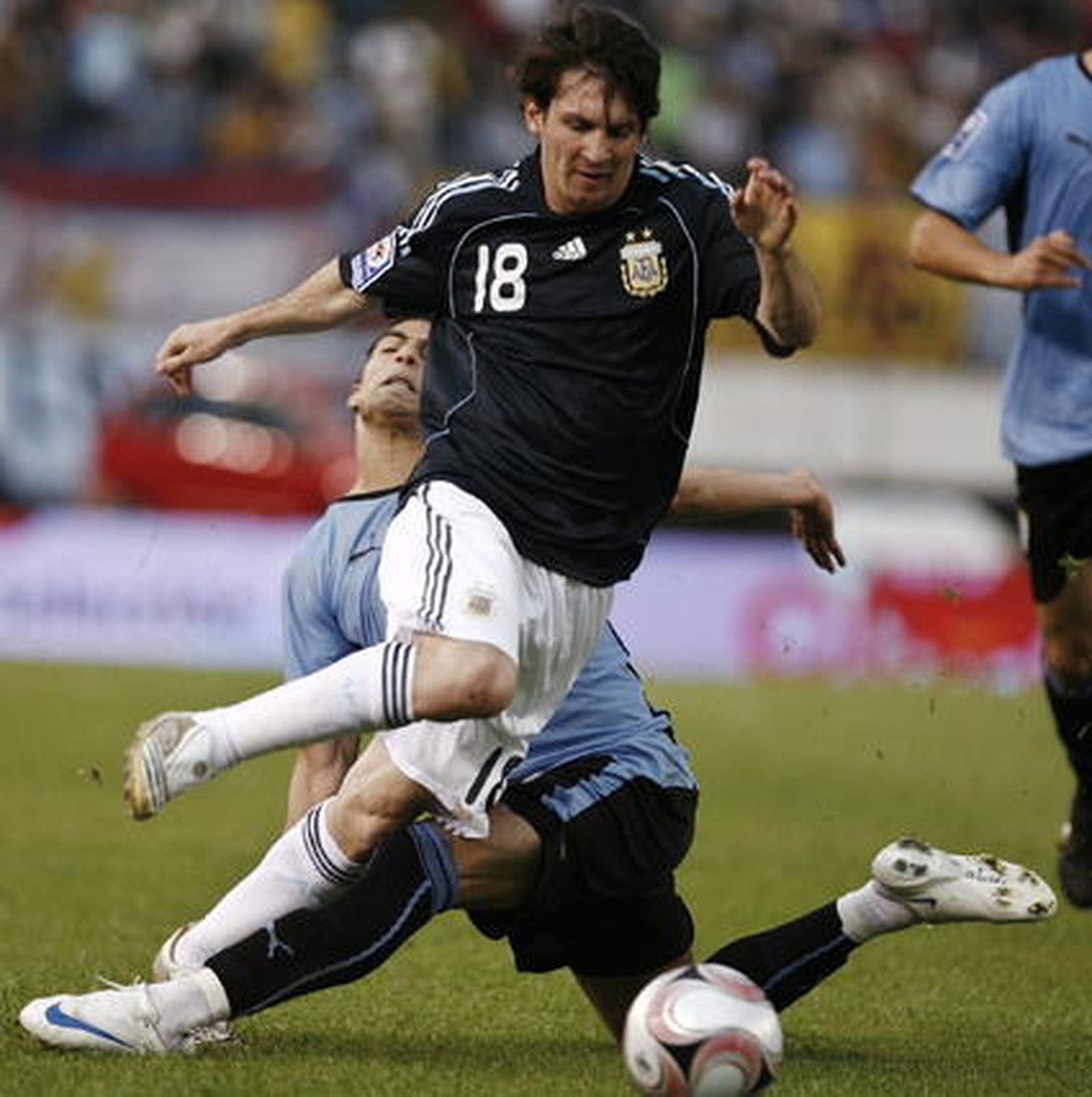 Messi, en el decisivo encuentro ante Uruguay.