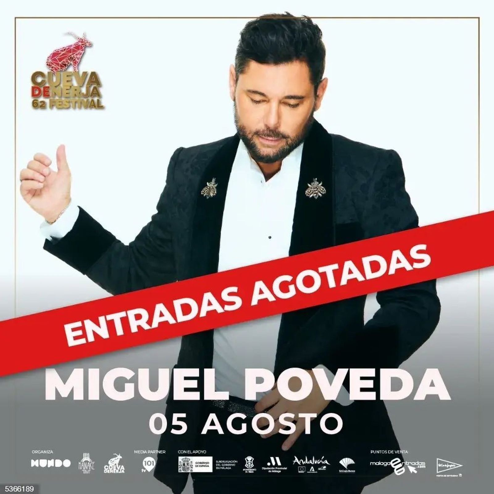 Cartel de concierto de Miguel Poveda en el Festival Cueva de Nerja