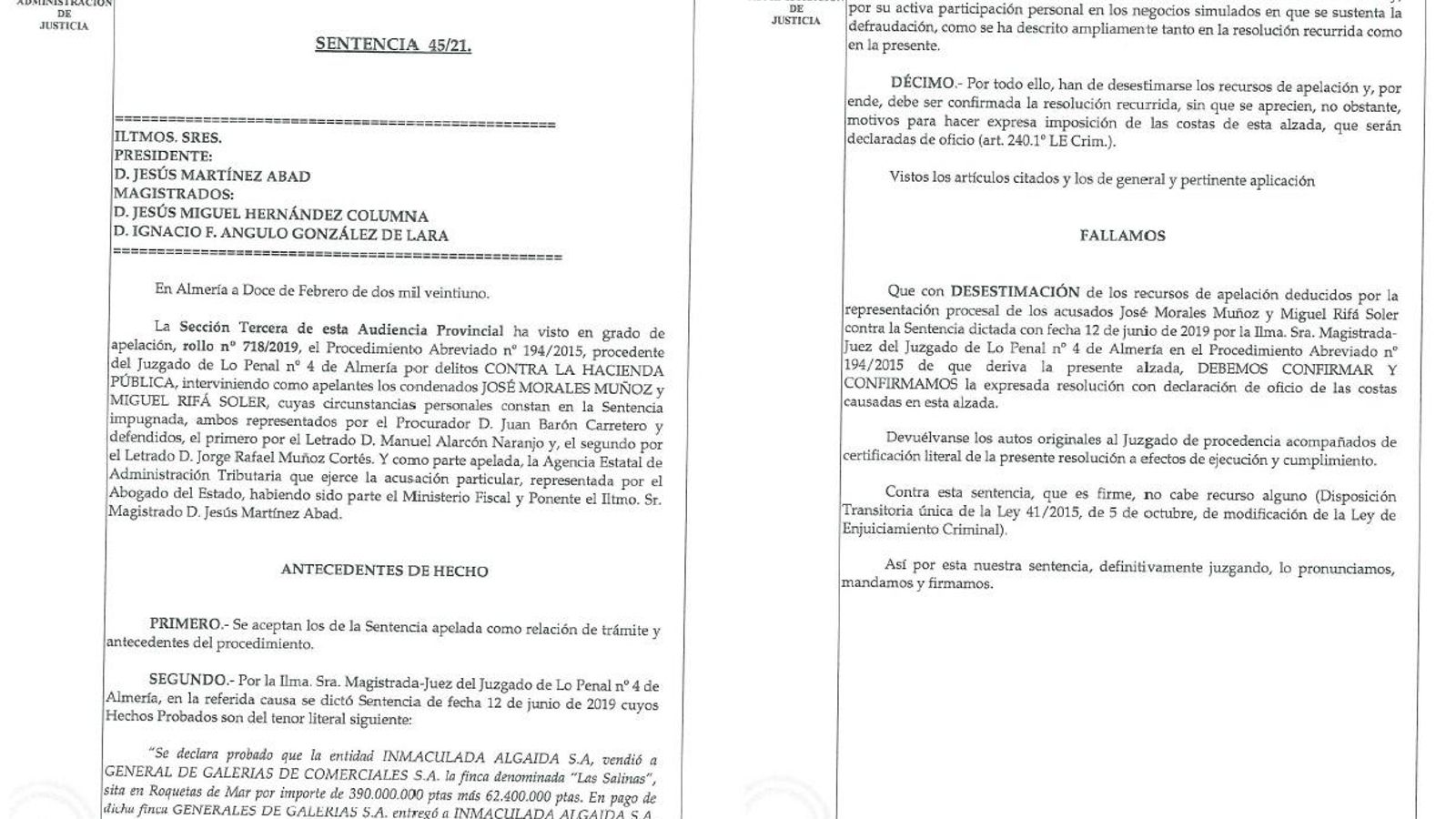 Sentencia de la sección tercera de la Audiencia Provincial de Almería