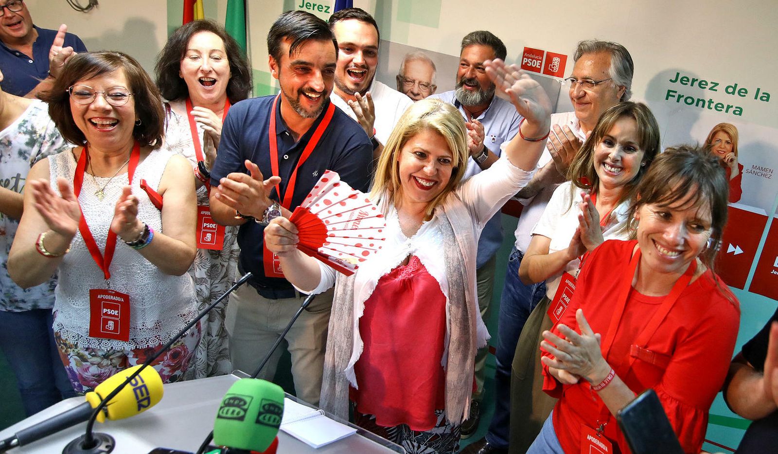 Mamen Sánchez, celebrando la victoria electoral el pasado domingo.