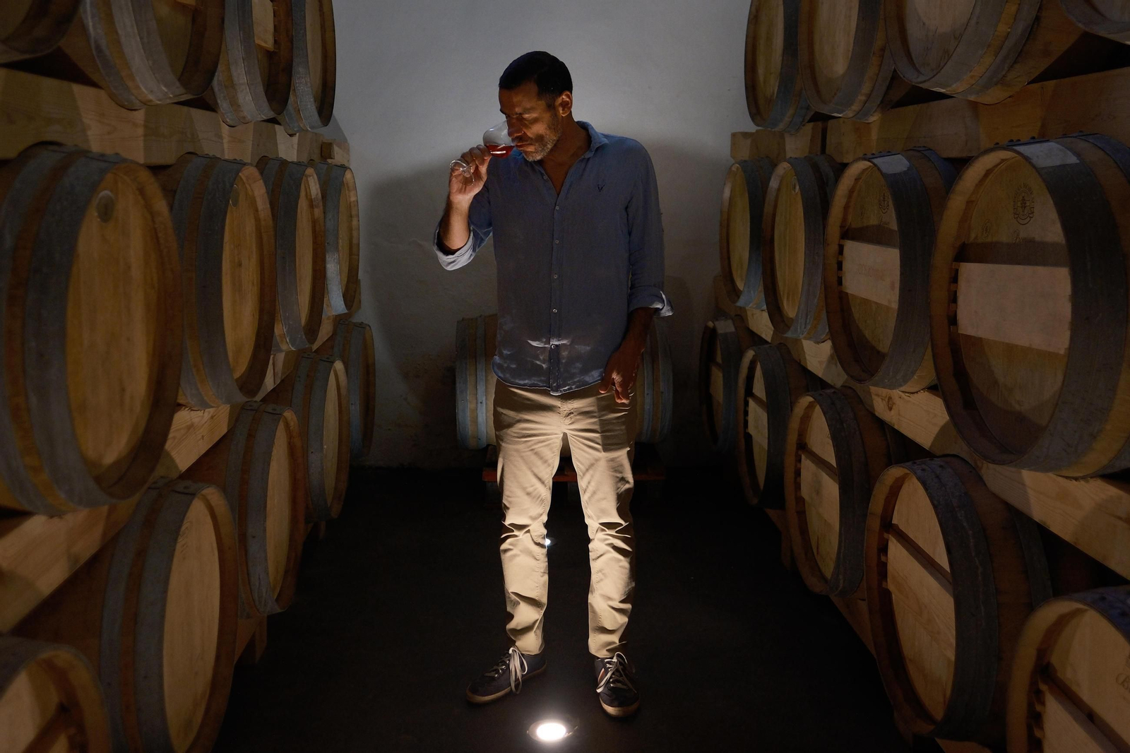 Pedro Morales, responsable de la bodega Lunares, en su sala de barricas.