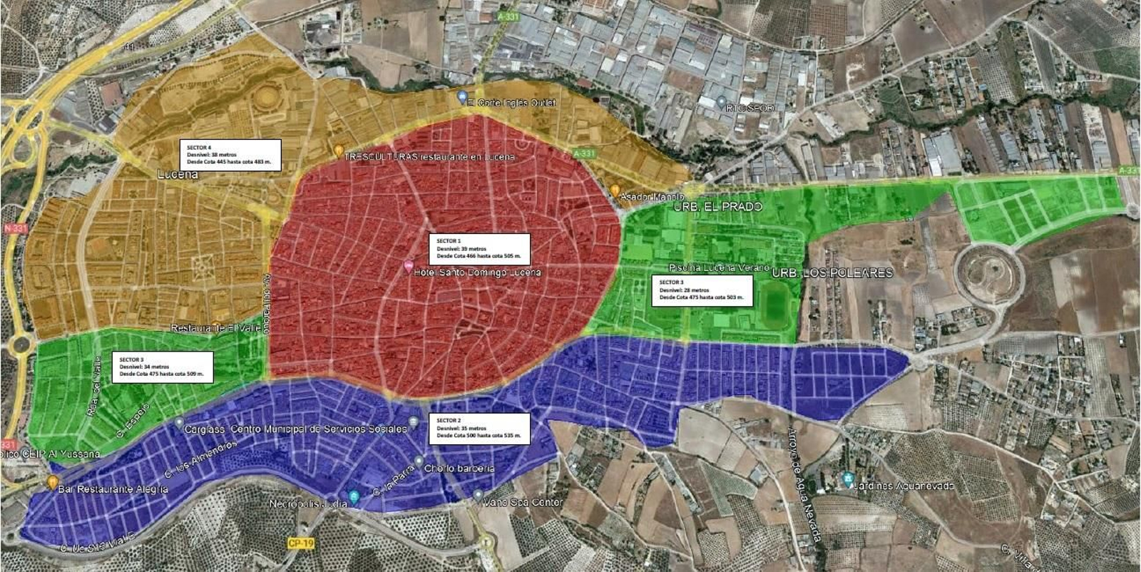 Mapa de sectores de Aguas de Lucena.