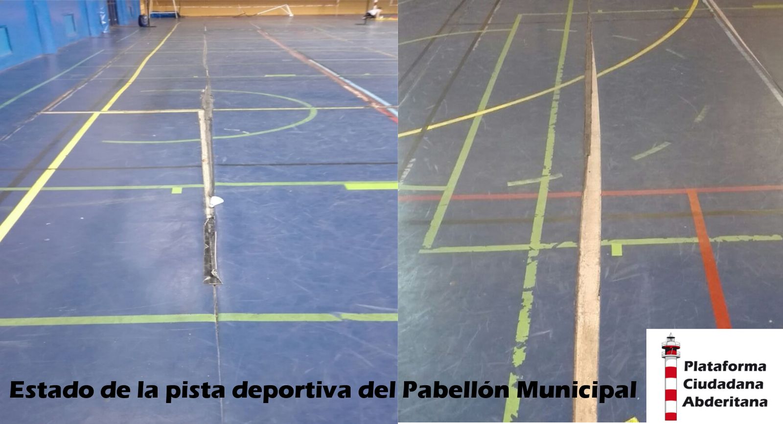 Estado de la pista central del pabellón.