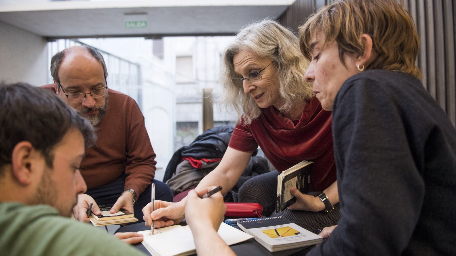 Álvaro Holgado, José Manuel Ruiz, Molina y Mónica Francés preparan la obra.