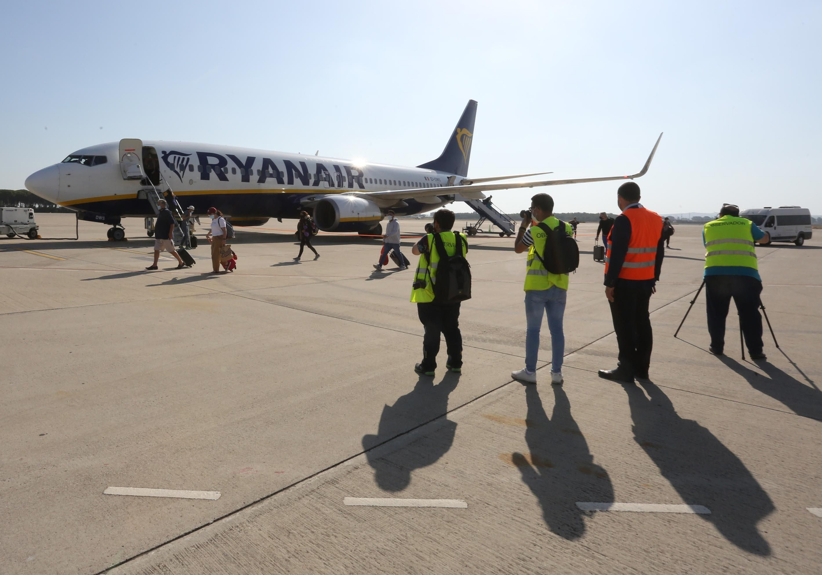 Un vuelo de Ryanair procedente de Londres, en Jerez.