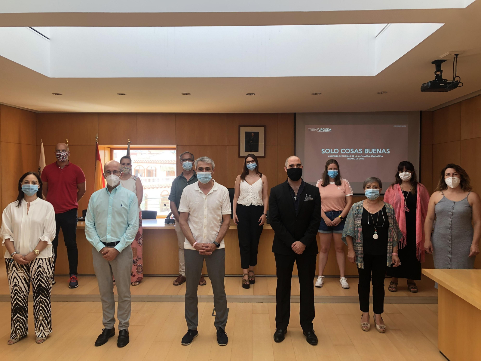 Alcaldes de los municipios participantes, durante la presentación de ayer