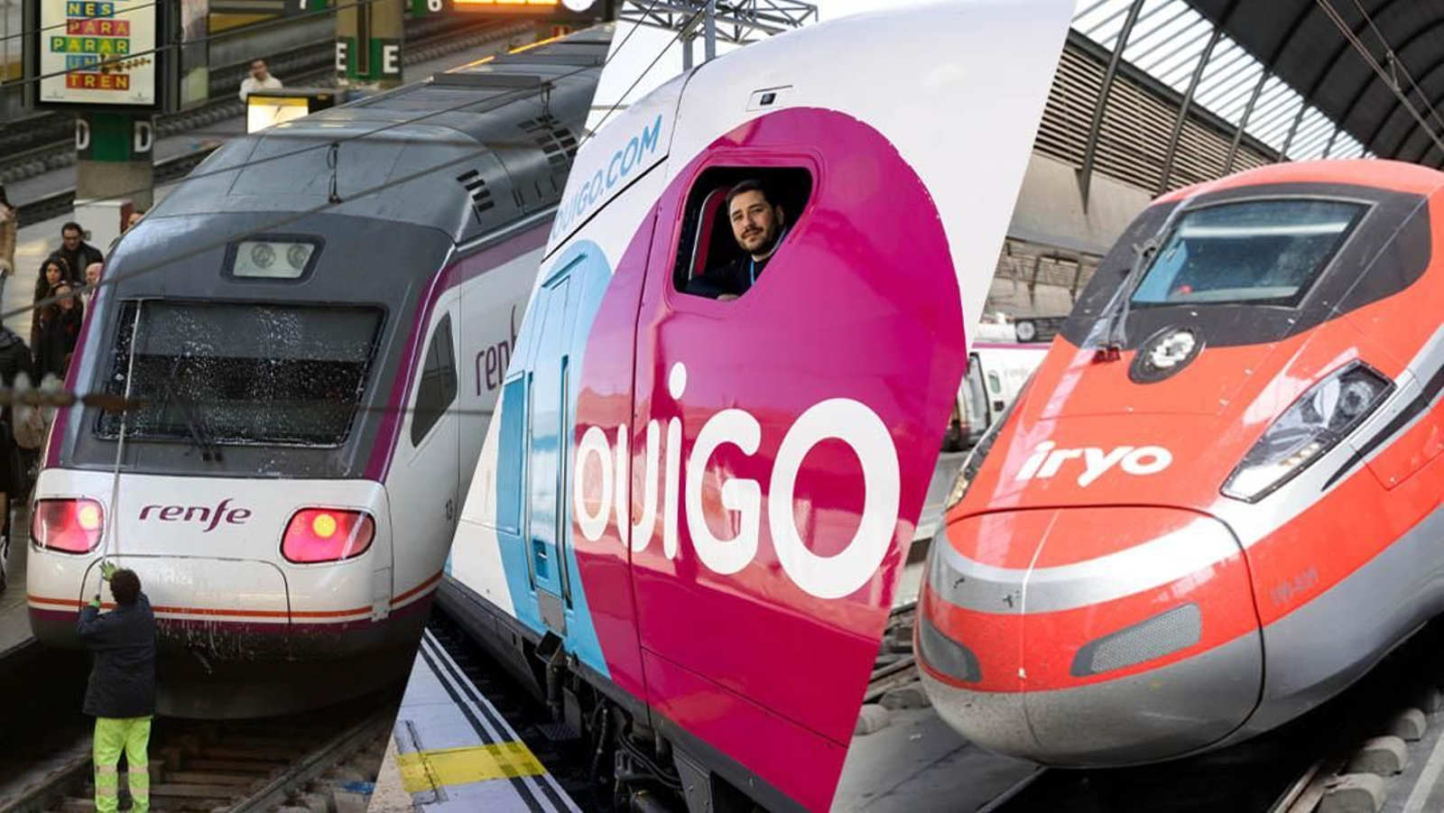 Trenes de los tres operadores ferroviarios que usan la red de Adif.