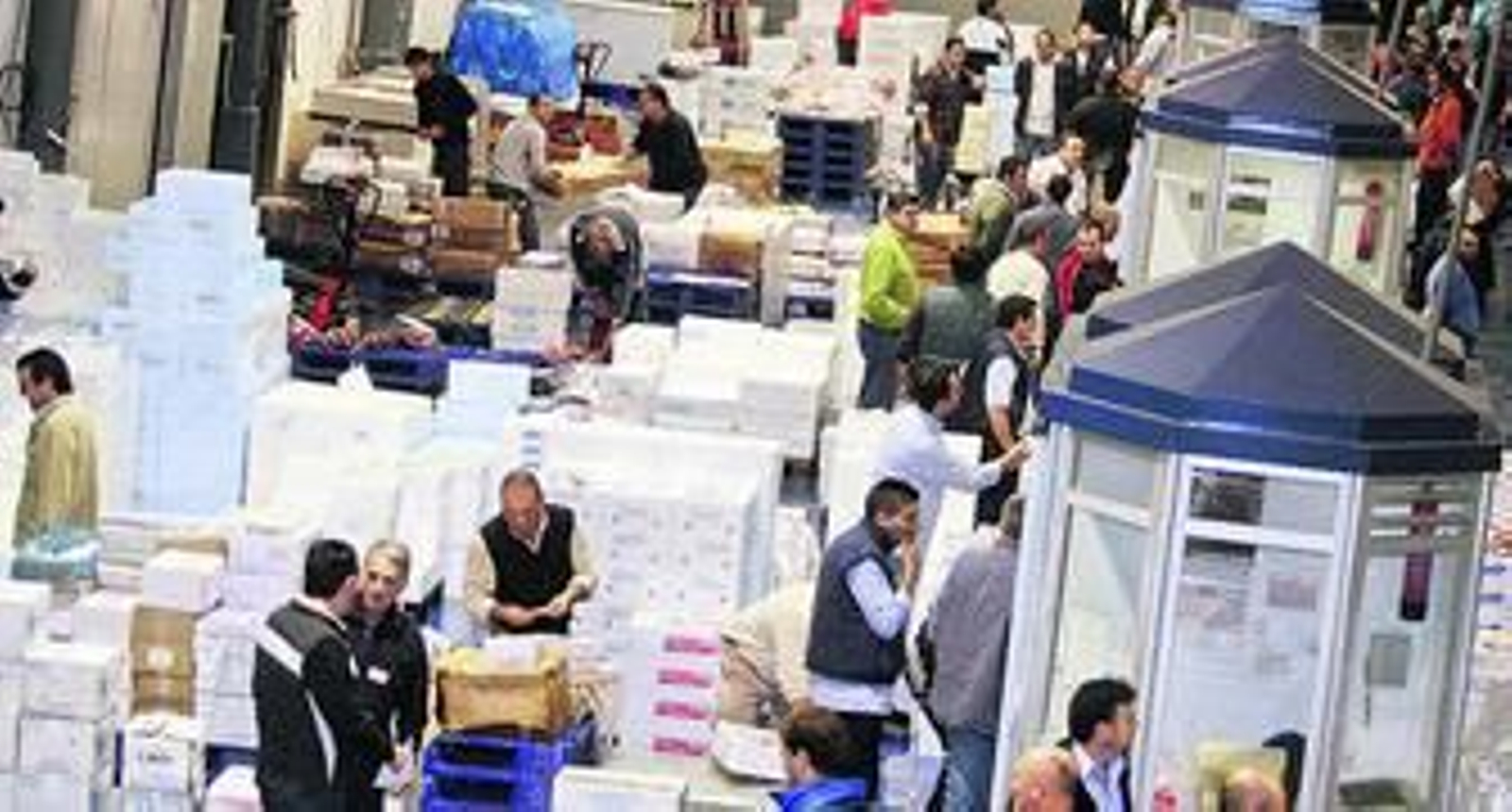 El mercado central de pescado en plena actividad.