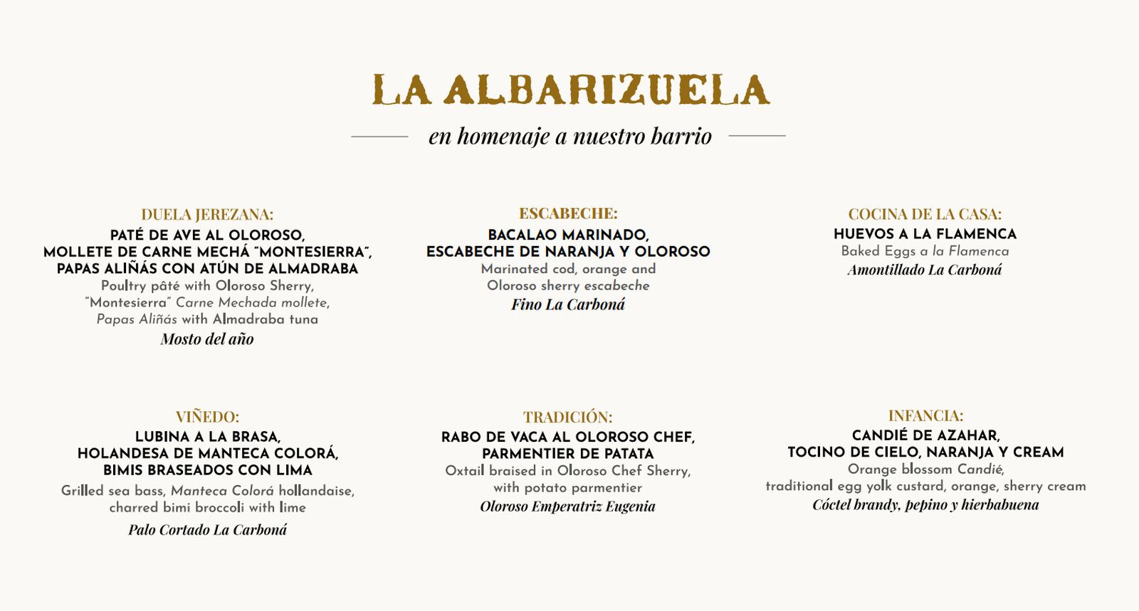 Menu La Albarizuela